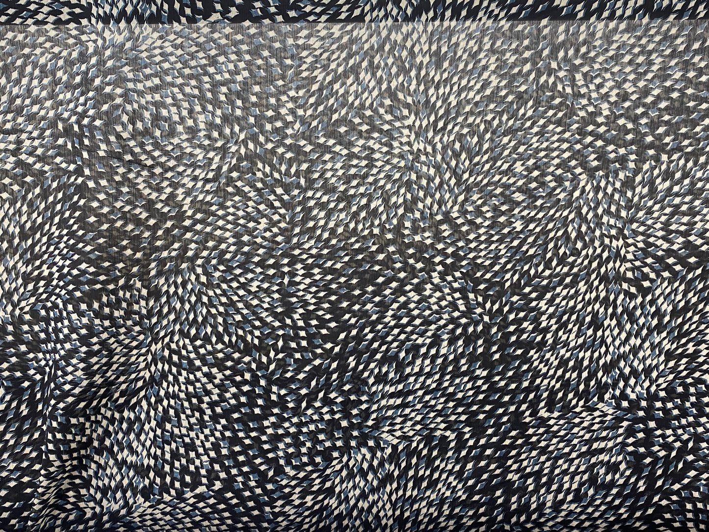 Polyester imprimé voilage noir gris bleu