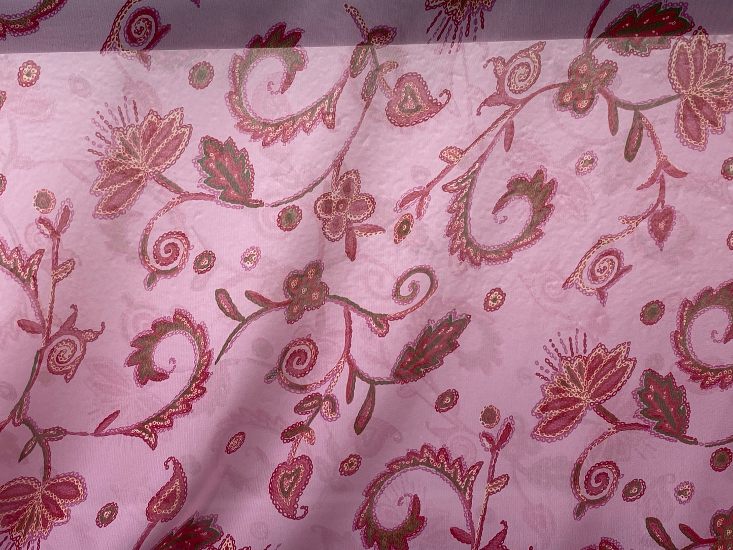 Polyester imprimé voilage cachemire fleurs rose rouge