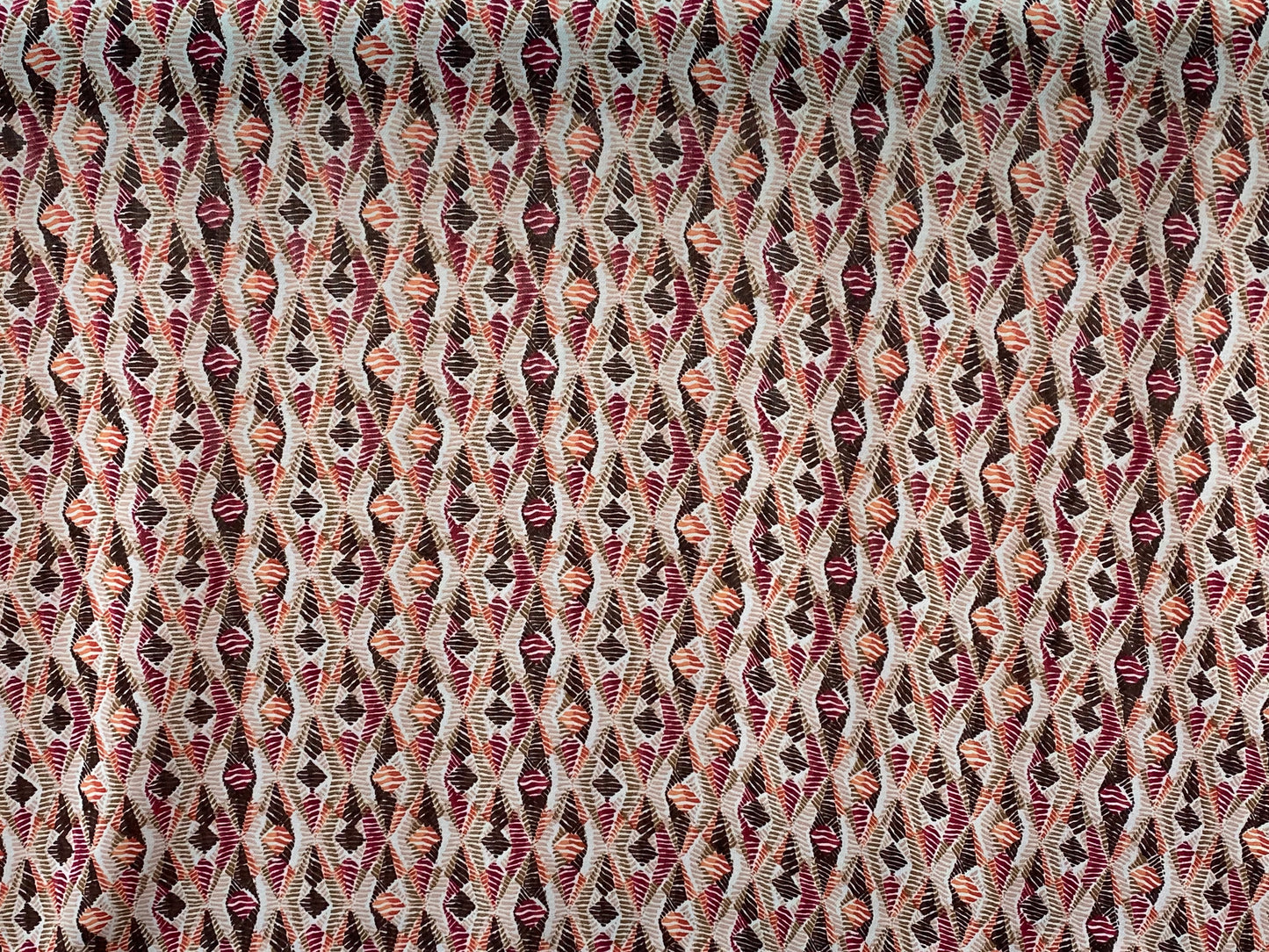 Polyester imprimé géométrique blanc rouge brun orange