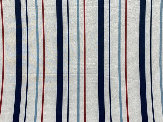 Polyester imprimé rayures blanc bleu rouge noir