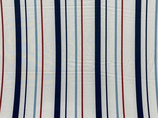 Polyester imprimé rayures blanc bleu rouge noir