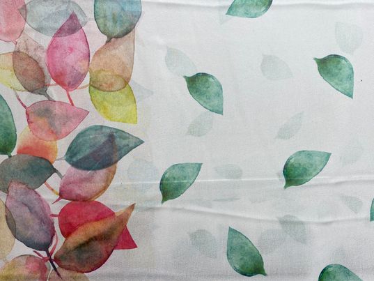 Polyester voilage imprimé fleurs vert rouge blanc