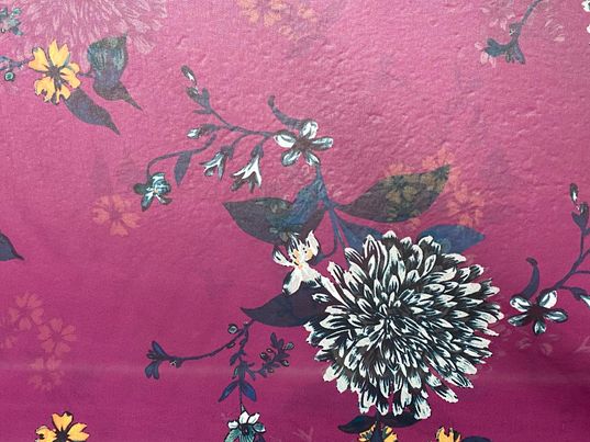 Polyester voilage imprimé fleurs vert rouge blanc