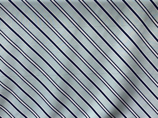 Polyester imprimé rayures bleu blanc noir