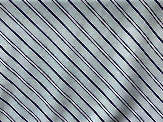 Polyester imprimé rayures bleu blanc noir