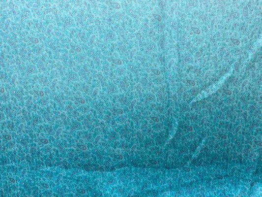 Soie voilage imprimé cachemire bleu rose