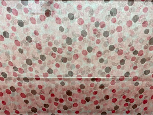 Soie voilage imprimé géométrique pois rose brun blanc