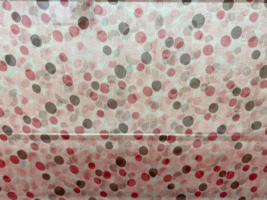 Soie voilage imprimé géométrique pois rose brun blanc