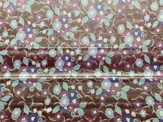 Soie voilage crêpe imprimé fleurs rouge violet bleu