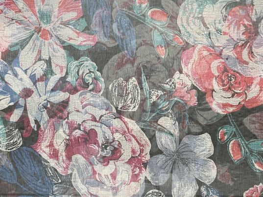 Soie voilage crêpe imprimé fleurs blanc rose vert bleu rouge