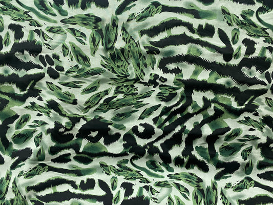 Viscose imprimé Afrique léopard tigré vert noir