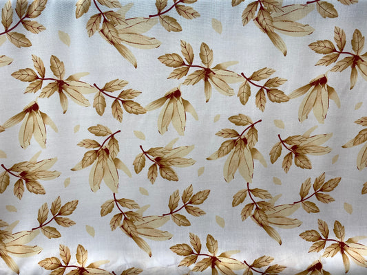 Viscose imprimé fleurs blanc cassé brun