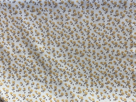 Viscose imprimé fleurs blanc cassé jaune brun