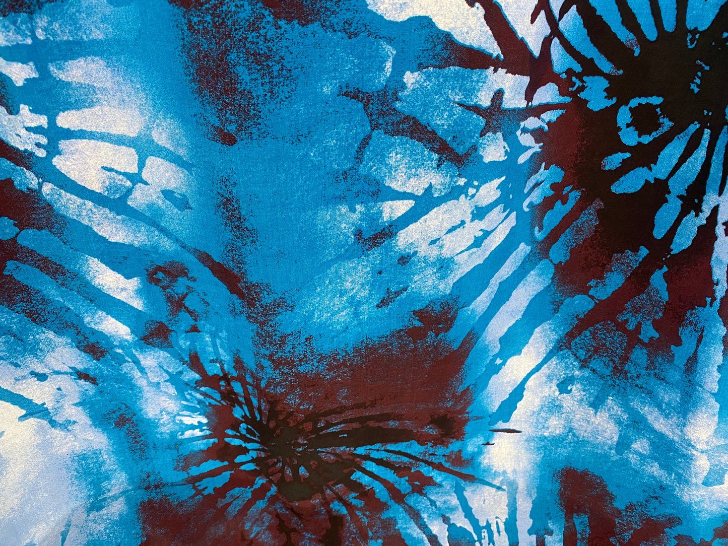 Viscose imprimé psychédélique bleu blanc