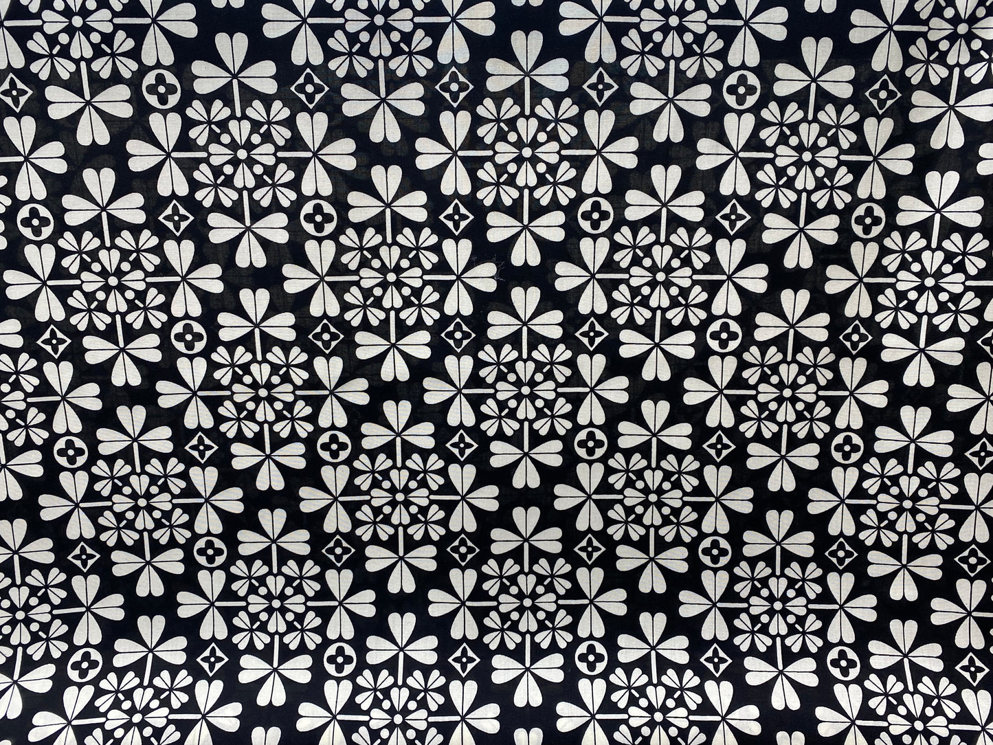 Viscose imprimé fleurs noir blanc