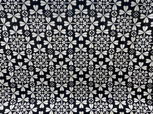 Viscose imprimé fleurs noir blanc