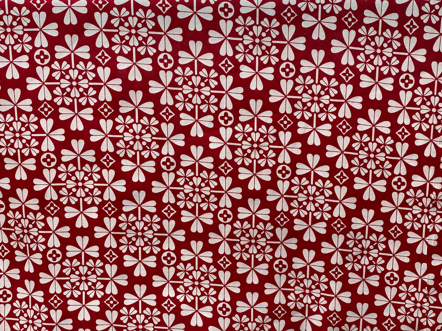 Viscose imprimé fleurs blanc rouge