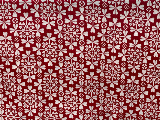 Viscose imprimé fleurs blanc rouge