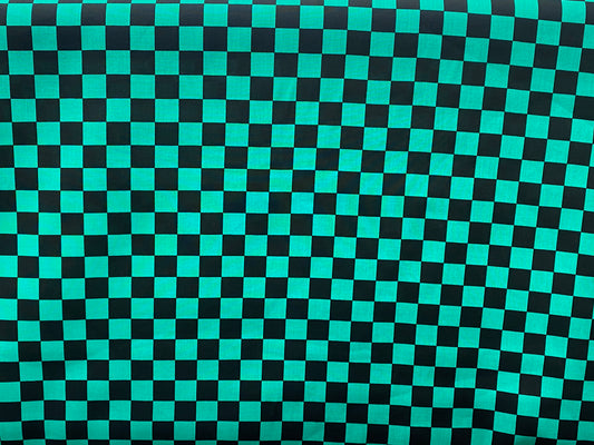 Viscose imprimé carreaux vert noir