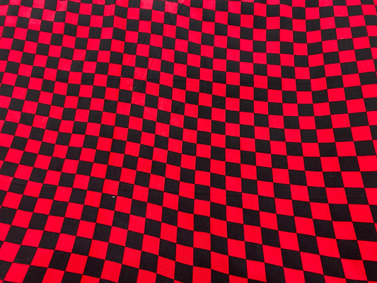 Viscose imprimé carreaux rouge noir