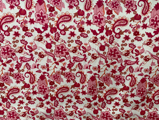 Viscose imprimé cachemire blanc rose