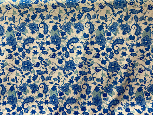 Viscose imprimé cachemire bleu blanc