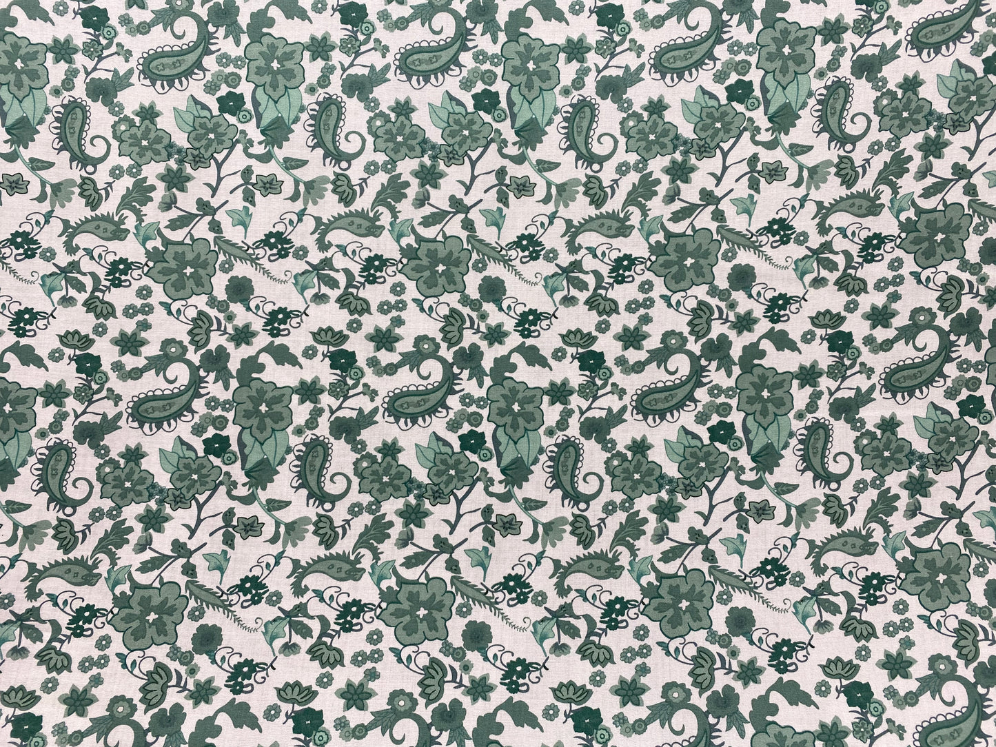 Viscose imprimé cachemire vert blanc