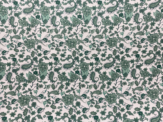 Viscose imprimé cachemire vert blanc