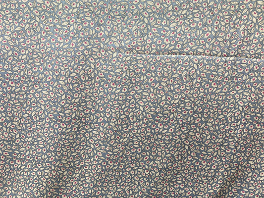 Viscose imprimé fleurs bleu blanc rose