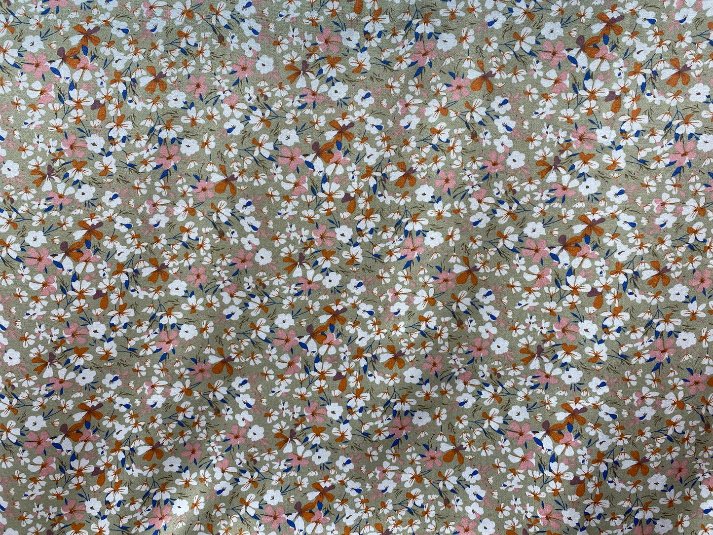 Viscose imprimé fleurs beige rose brun blanc