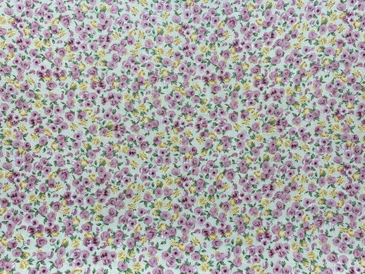 Viscose imprimé fleurs blanc cassé rose jaune