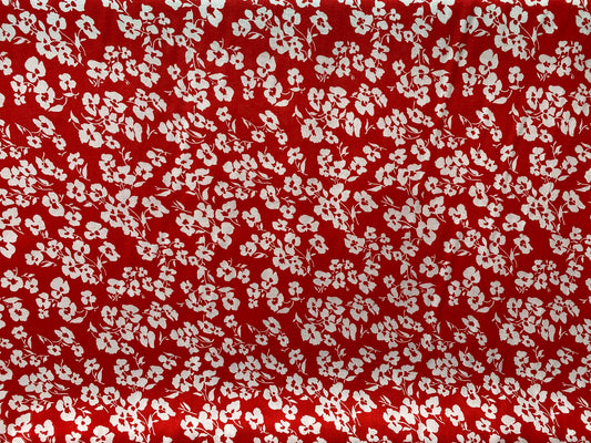 Viscose imprimé fleurs rouge blanc