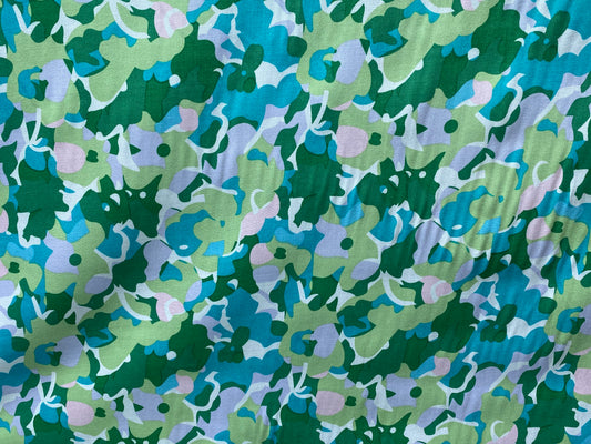 Viscose imprimé fleurs vert violet blanc