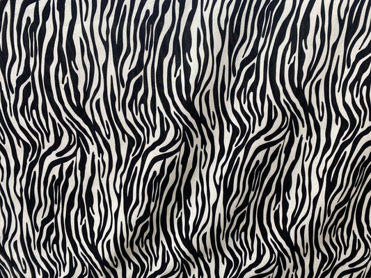 Viscose imprimé Afrique léopard tigré zébré blanc noir