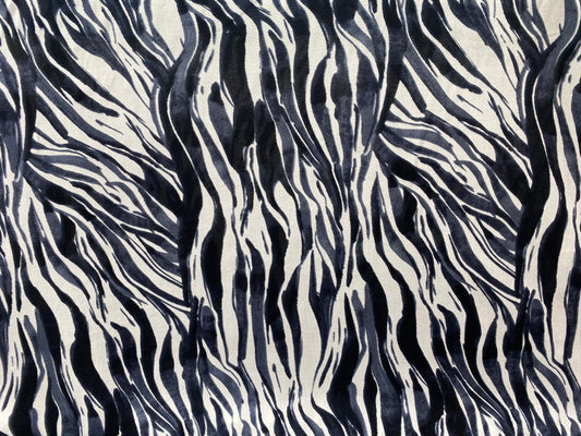 Viscose imprimé Afrique léopard tigré zébré noir blanc