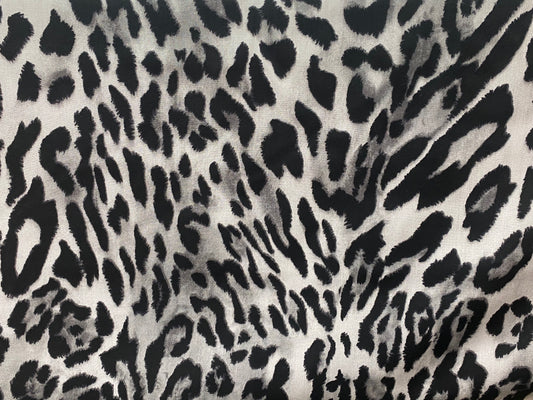 Viscose imprimé Afrique léopard tigré gris noir blanc
