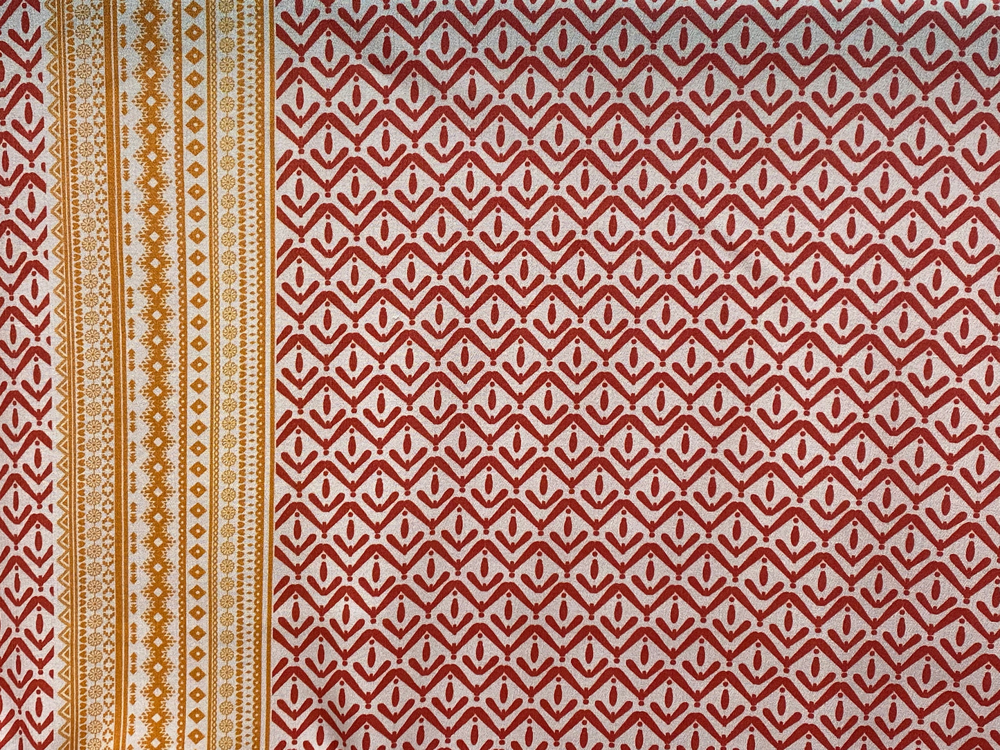 Viscose imprimé carreaux géométrique blanc orange jaune