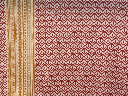 Viscose imprimé carreaux géométrique blanc orange jaune