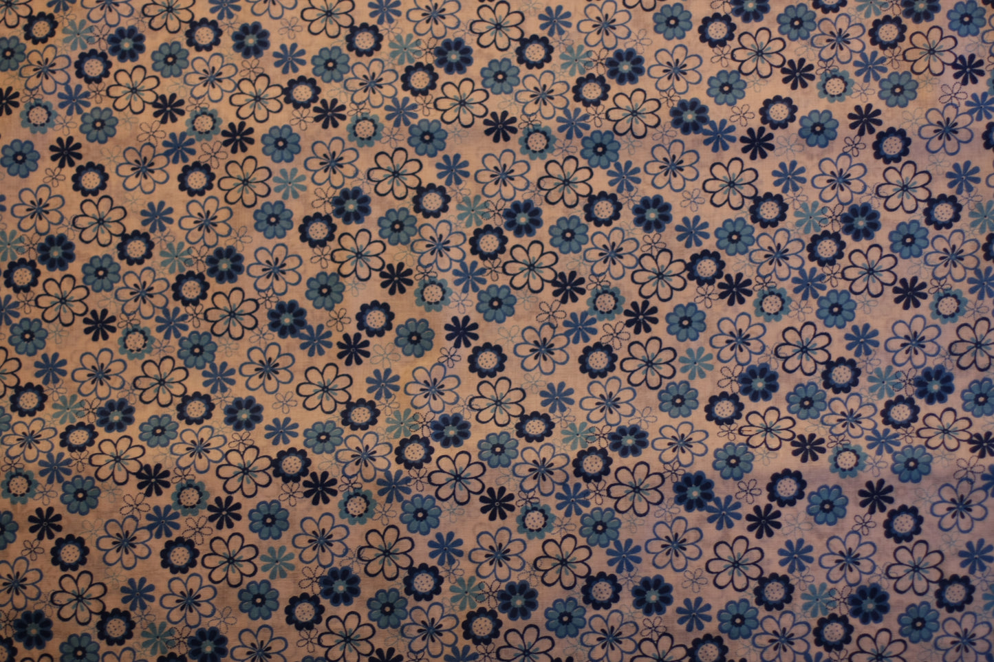 Coton fleurs bleu