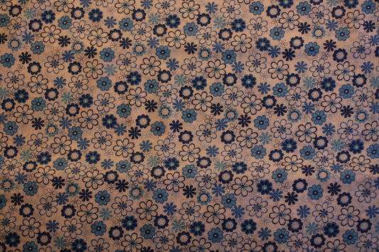 Coton fleurs bleu