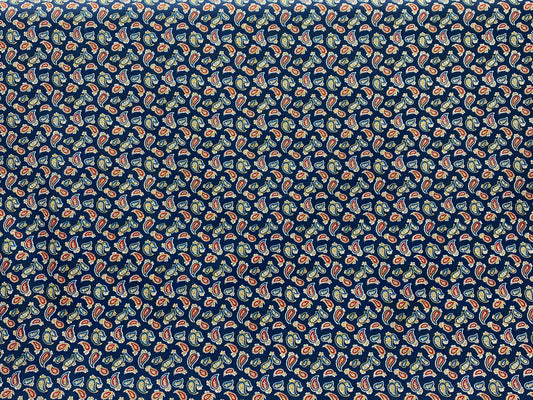 Coton imprimé cachemire bleu rouge