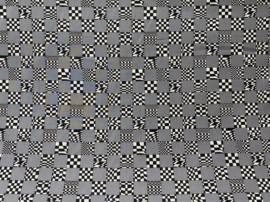 Coton imprimé carreaux damier noir blanc gris