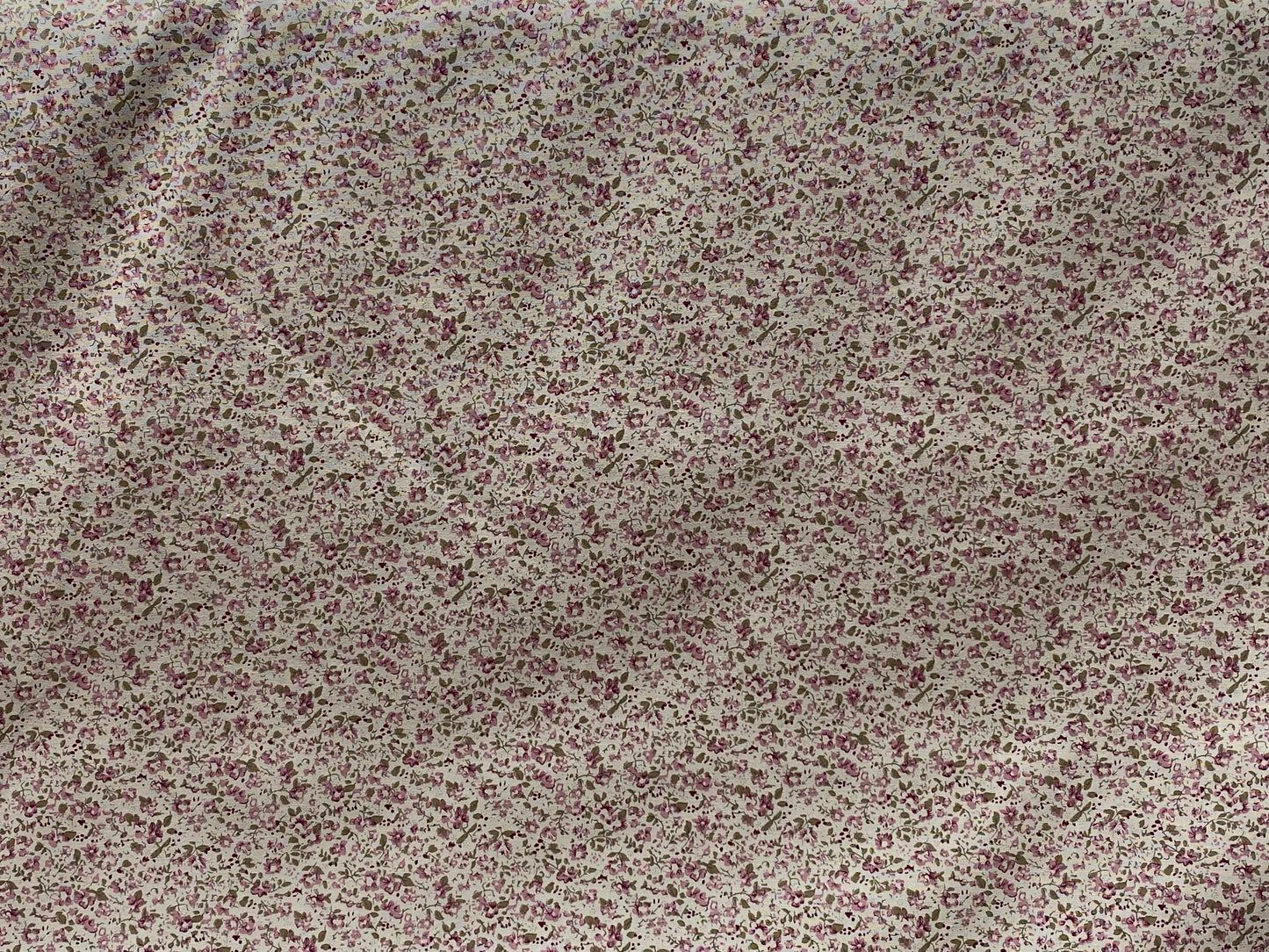 Coton imprimé fleurs blanc rose brun
