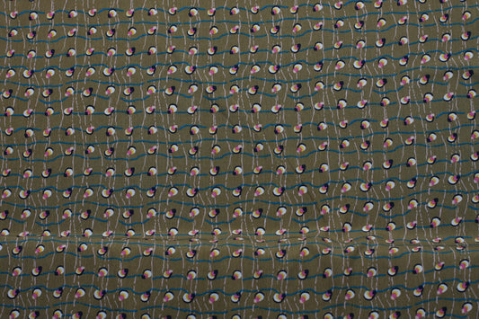 Polyester imprimé fleurs vert bleu rose