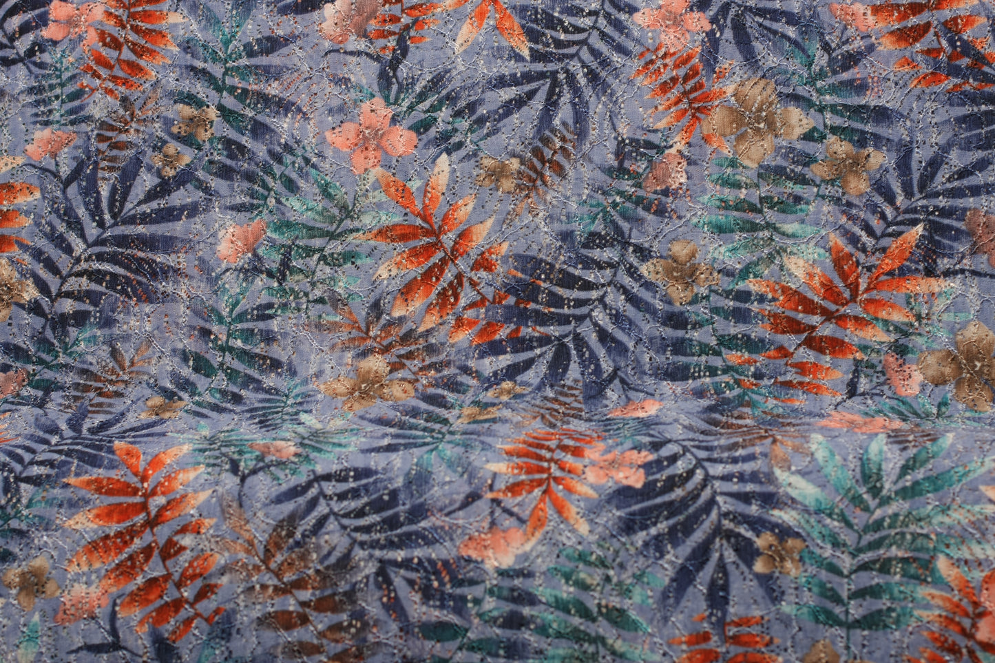 Polyester élasthanne dentelle chantilly imprimé fleurs