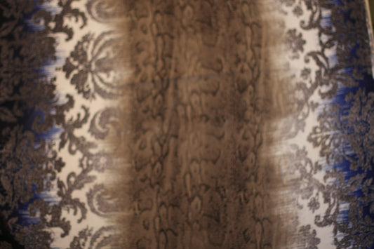 Polyester voilage imprimé serpent  brun blanc bleu