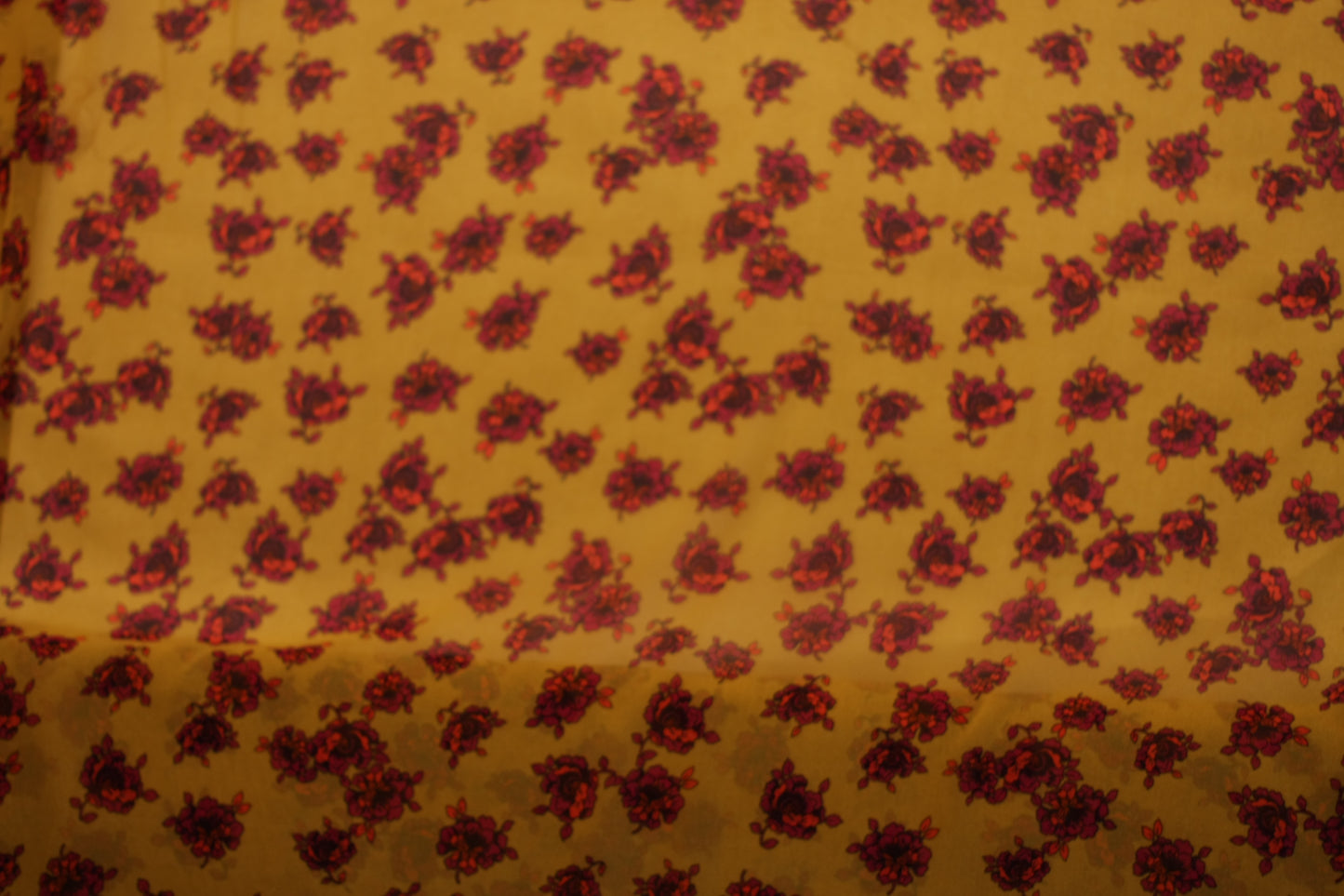 Polyester voilage fleurs jaune rouge