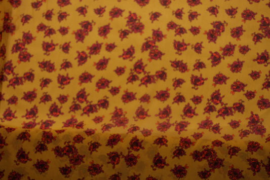 Polyester voilage fleurs jaune rouge