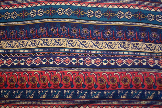 Polyester élasthanne imprimé rayures fleurs