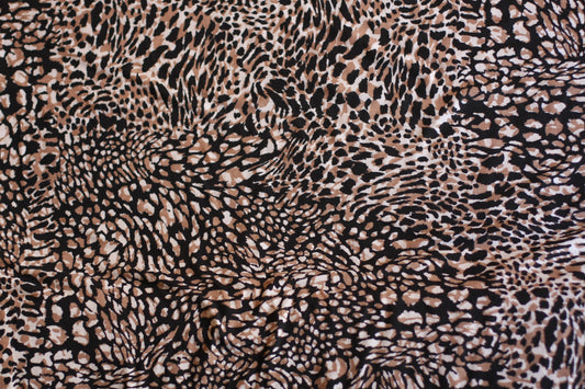 Polyester élasthanne imprimé tigré léopard brun noir blanc